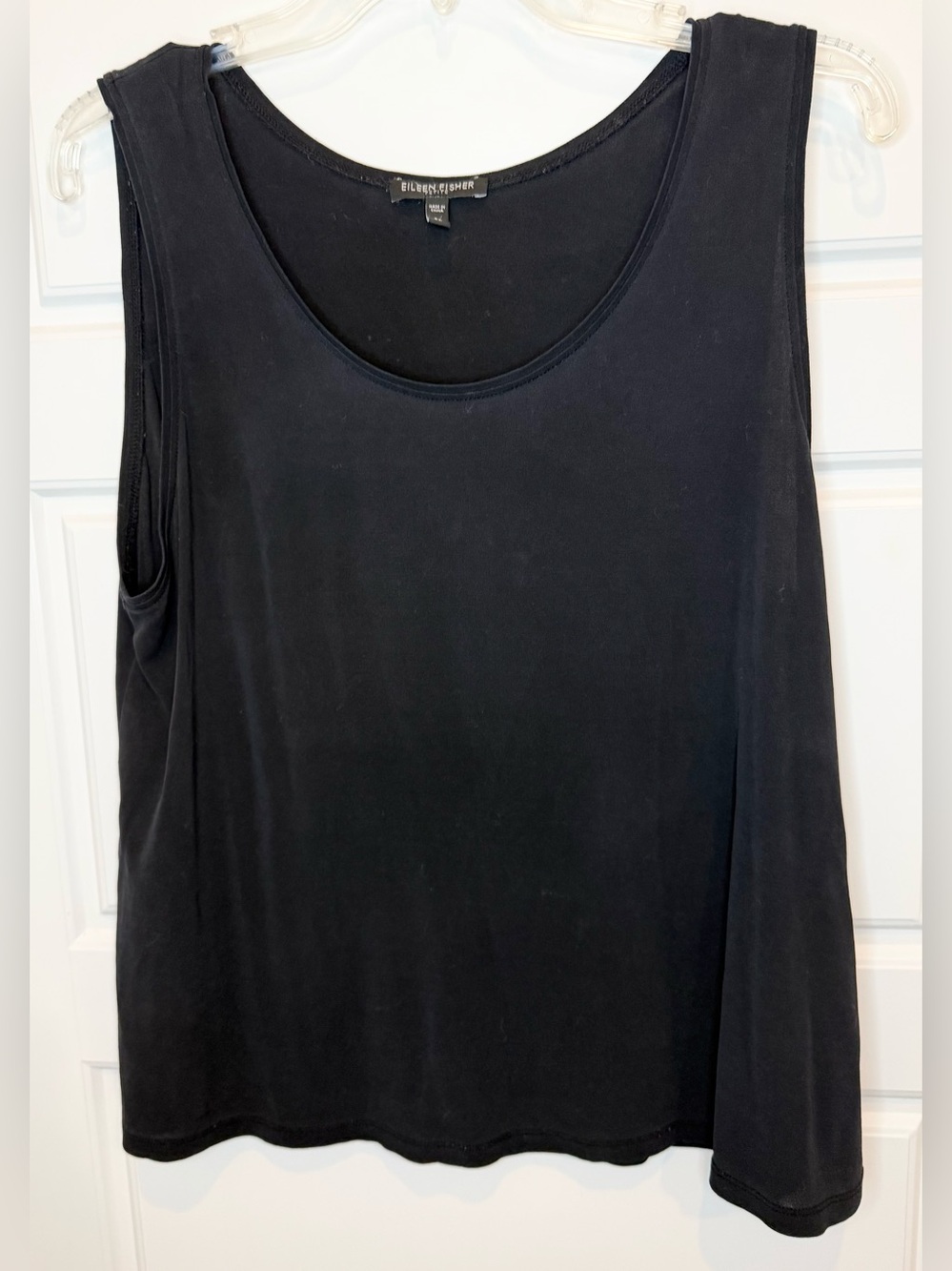 Eileen Fisher Black Tank Top Women’s Large Petite 100% Silk Sleeveless Lp